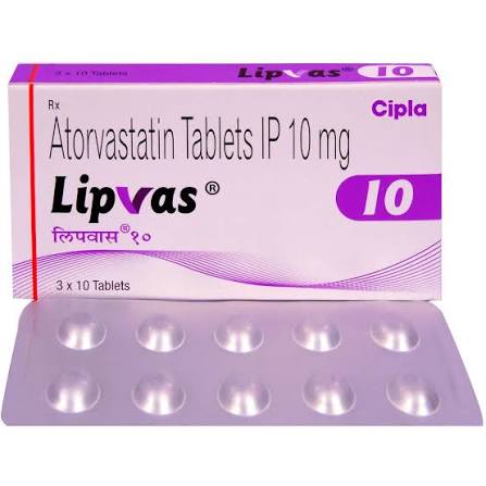 Atorvastatin (10mg) 10 Mg Lipvas Tablets, Cipla Ltd, Prescription at ₹ 14.50/strip in Mumbai
