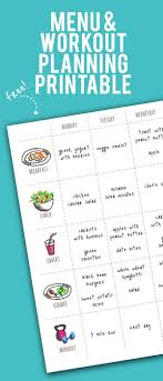 Menu Exercise Planner Free Printable Fitness Planner Menu Planners How To Plan