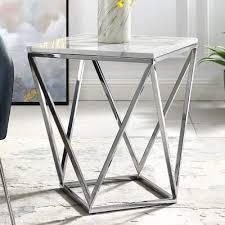 Everly Quinn Chandra End Table Wayfair End Tables Silver Side Table Living Room Metal End Tables