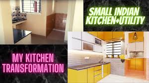 Small indian kitchen interior design. Small Indian Kitchen Utility Area Transformation Within Budget 3d View With Trending Colours Ep 2 Youtube