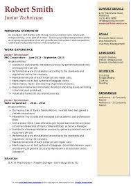 If converting to a.pdf, check that your formatting translated correctly. Junior Technician Resume Samples Qwikresume