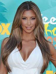 kim kardashian long center part hairstyle middle hairstyles heart face shape wrap for black hair