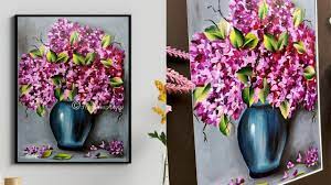 Small painting is a nice personal gifts or for a small space and grouping with other paintings. Acrylic Painting Beautiful And Easy Flower Vase Painting On Canvas For Beginners Art Ideas Youtube
