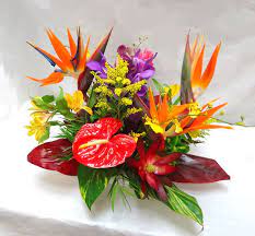 Pin By Jessica Falcone On Ruthy Flowers Tropical Floral Arrangements Tropical Flower Arrangements Hawaiian Flower Arrangements