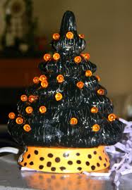 Ceramic Christmas Tree Halloween Black 5 Inch Vintage Style Lighted Black Tree Village Dorm Ceramic Christmas Trees Christmas Tree Art Christmas Tree Themes