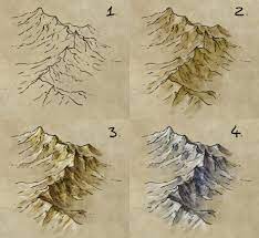 How To Draw, Shade, And Colour A Mountain Range - Fantastic Maps