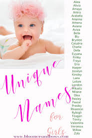 Unique Girl Names List Bloomers And Bows Baby Girl Names Unique Beautiful Baby Girl Names Unique Girl Names