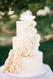 Three Tier Off White Sugar Flower Wedding Cake Modwedding Wedding Cakes Beautiful Wedding Cakes White Wedding Cakes