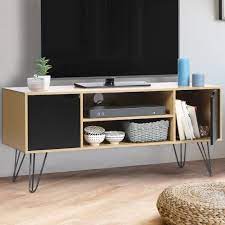 Meuble tv acheter en ligne. Meuble Tv Vintage Noemi Pied Epingle Bois Portes Noires Achat Vente Meuble Tv Meuble Tv Vintage Noemi Bois Cdiscount