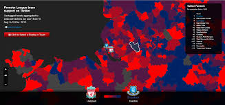 53 everton road, everton, liverpool, england. A Map Of How Many Talk About What Premier League Team Where Mollweide
