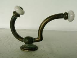 Large Brass Porcelain Coat Hook Door Hat Vintage Coat Hooks Coat Hooks Porcelain