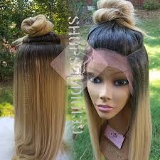 Celebrity human lace ombre blonde wig