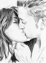 First Kiss Pencil Drawing Cute Couple Drawings Love Drawings Romantic Drawing