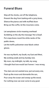 Funeral Blues W H Auden Funeral Blues Wonderful Words Kids Poems