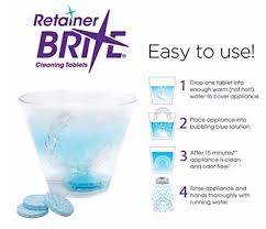 In some cases, your orthodontist may also recommend soaking your retainer in denture or retainer cleaner mixed with one cup of lukewarm water. Instructions How To Use Retainer Brite Tablets