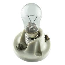 G24265 Antique Small Ceramic Lamp Socket With New 6s6 12v Bulb Installed