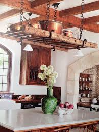 kitchen island pot rack, rustic kitchen