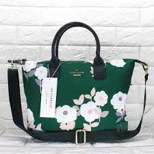 Adorable kate spade floral dog leather small zip bifold wallet in cherrywood. Authentic Kate Spade Tote Bag Classic Weekender Bag Lyla Rose Nylon With Printed Flower Green Lazada Ph