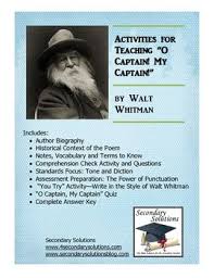 Walt Whitman S O Captain My Captain Activity Pack Whitman Poetry Teaching Resources Walt Whitman