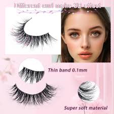 3D Natural False Eyelashes with Glue 5 Pairs Transparent Band Natural Look  Fake Lashes and Glue 8-13mm Eyelash Glue with Lashes Eye 3D Effect Soft and  ...