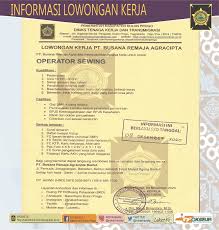 Check spelling or type a new query. Disnakertrans Lowongan Operator Sewing Di Pt Busana Remaja Agracipta Bantul