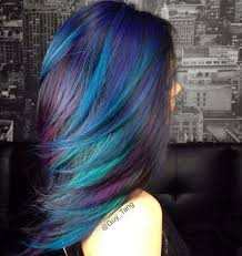 Blue Green Purple Highlights Hair Color Blue Rainbow Hair Color Hair Styles