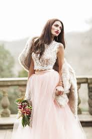 Long sleeve bridal separates lace top, affordable two piece wedding dress with chiffon skirt,20082667. 30 Jaw Droppingly Crop Top Two Piece Wedding Dresses Deer Pearl Flowers