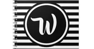 Black And White Flag With Green Stripe Simple Black And White Stripes Striped Initials Notebook Zazzle Com Black White Style Initials Black White