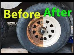 How To Restore Rusty White Trailer Wheels Rims Youtube Horse Trailer Living Quarters Stock Trailer Travel Trailer