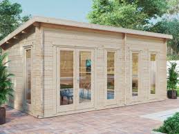 Ebenso tun sie es, wenn sie über den kauf eines gartenhauses nachdenken. Gartenhaus Mit Pultdach Liam 16m2 6 X 3 M 44 Mm Hansagarten24