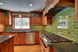 Green And Brown Craftsman Kitchen By Mark D Williams Custom Homes Inc Dreaming Green Kitchen Backsplash Craftsman Kitchen Green Backsplash