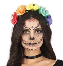 Diadema disfraz catrina con flores de colores para Halloween. Envío en 24h 