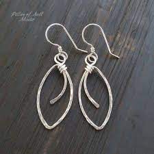 Sterling Silver Jewelry Handmade Wire Wrapped Earrings Hammered Silver Handcrafted Silver Wire J Silver Wire Jewelry Silver Jewelry Handmade Handmade Jewelry