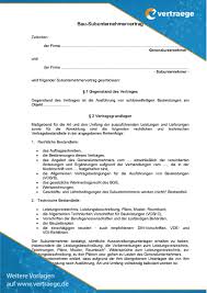 Texte schreiben im auftrag, kann auch nachteile haben. Muster Subunternehmervertrag Bau Vertraege De