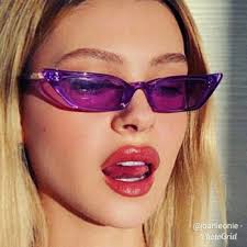 Sunglasses PURPLE Cat Eye Slim Dopamine Trendy Edgy Twee NWT