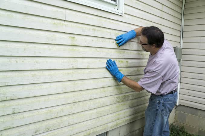 Faded stucco siding before exterior painting cost in Surrey renewal