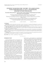 INTERNET SEARCHES FOR “SUICIDE”, ITS ASSOCIATION WITH EPIDEMIOLOGICAL DATA  AND INSIGHTS FOR PREVENTION PROGRAMS