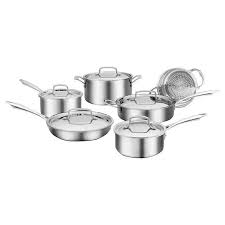 With the heat surrounding technology, the pans and pots will heat up evenly throughout the bottoms and sides. Buy Cuisinart Reg Professional Series 11 Piece Triple Ply Stainless Steel Cookware Set Online Shop On Carrefour Uae