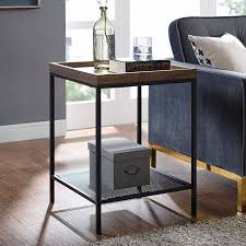 Frankie Wood Tray Top Dark Walnut End Table By River Street Designs Walmart Com Metal End Tables Square Side Table Wood Square Side Table