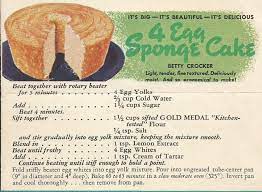 This is also referred as mini chinese sponge cake. 4 Egg Sponge Cake A Betty Crocker Gold Medal Flour Recipe Vintage Recipes Vanilla Slice Recipe Retro Recipes