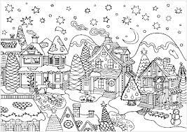Cute Christmas Village Color All The Beautiful Houses Of This Cute Snowy Village R Easter Coloring Pages Christmas Pictures To Color Christmas Coloring Pages