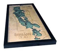 Silver Lake Michigan Wood Carved Topographic Depth Chart
