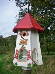 Original The Vogelvilla Turmhotel 5 Stars Owls Bird House Nest Box 2in1 White Bird Houses Painted Bird Houses Diy Bird House