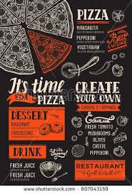 Pizza Food Menu For Restaurant And Cafe Design Template With Hand Drawn Graphic Elements In Doodle Style Creative And Pizza Menu Pizza Menu Design Food Menu