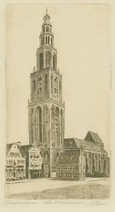 Groningen Martinitoren Grote Markt Noordoosthoek Met De Martinitoren En Hoofdwacht
