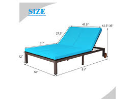 Wayfair view photo 15 of 15. Costway 2 Person Patio Rattan Lounge Chair Chaise Recliner Adjustable Cushion Turquoise Stacksocial