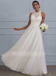 Us 217 00 A Line Scoop Neck Floor Length Tulle Wedding Dress Jj S House Halter Top Wedding Dress Wedding Dresses Lace Top Wedding Dresses