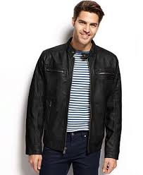 Calvin Klein Faux Leather Moto Jacket Coats Jackets Men Macy S Black Faux Leather Moto Jacket Faux Leather Moto Jacket Mens Jackets