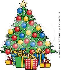 Clipart Illustration Of Wrapped Xmas Presents Resting Under A Colorfully Decorated Christma Christmas Tree Poster Cartoon Christmas Tree Christmas Clipart Free