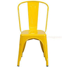 Tolix Style Yellow Metal Stack Industrial Chic Dining Chair 1 4 Unit Discounts Metal Outdoor Furniture Metal Chairs Metal Outdoor Chairs